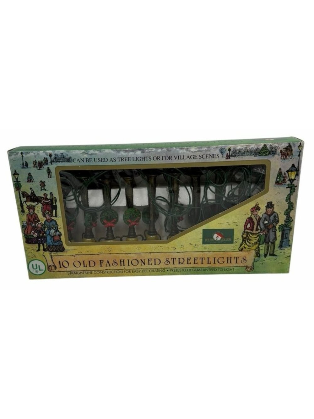 IN BOX Kurt Adler 10 Old Fashioned Streetlights Christmas Wreaths Village Lights